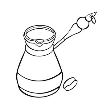 Brew coffee, turk line isolated on white background. manual. vector Stock Illustration