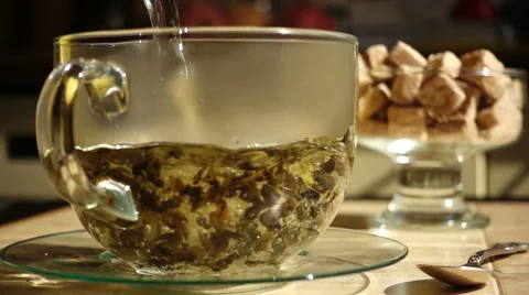 Brew Green Tea Slow Motion Stock Footage 68633419