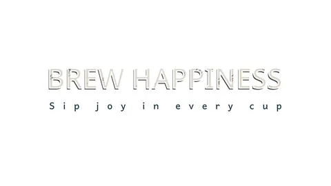 BREW HAPPINESS isolated display type artwork with neutral gray cast shadow Stock Illustration