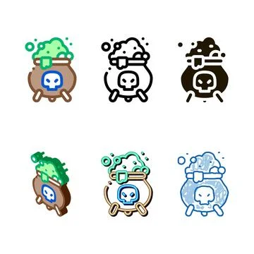 Brew potion icon vector set outline Stock Illustration