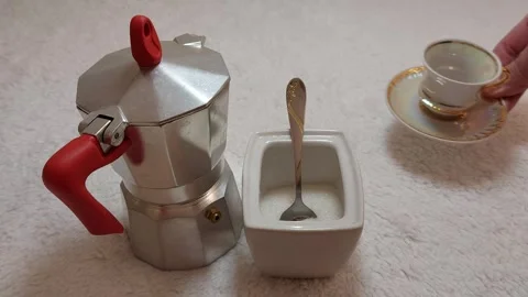 Brew Sweeten: Coffee Maker Sugar Magic 스톡 동영상 303836673