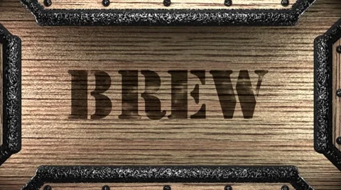 Brew on wooden stamp Stockbeeldmateriaal 8648566