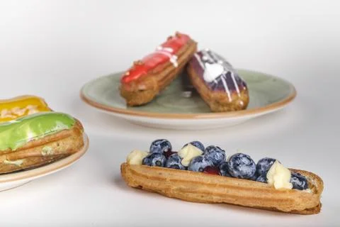 Brewed cake eclairs Stock Photos