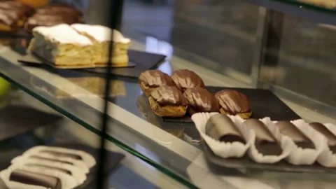 Brewed Cakes on Storefront Stock Footage 85437138