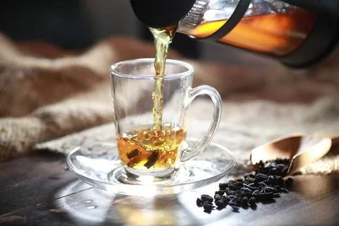 Brewed tea on a serving table Stock Photos