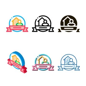 Brewer logo label icon vector set outline Stock Illustration