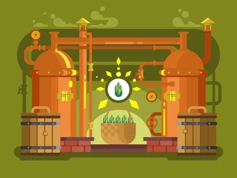 Brewery beer design flat Stock Illustration