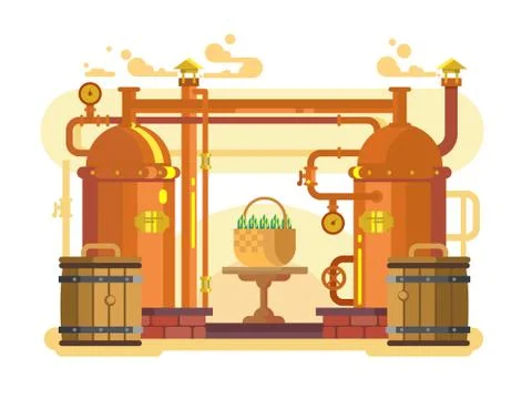 Brewery beer design flat Stock Illustration