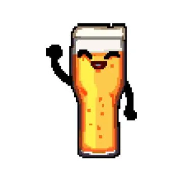 Brewery beer mug character pixel art vector illustration Stock Illustration