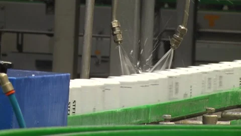 Brewery, bottling beer in bottles on conveyor lines. Industrial work, Stock Footage 253122811