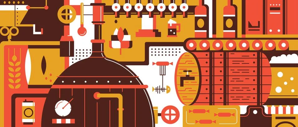 Brewery design flat Stock Illustration