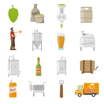 Brewery Icons Set Illustrazione stock
