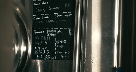 Brewery Production Tracking Board Schedule And Tank Assignments Close Up Stock Footage 335139962