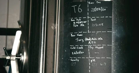 Brewery production tracking board showing schedule and tank assignments Stock Footage 335140126