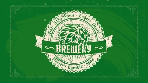 Brewery with types of work brew names written with celtic font surrounding Stock Footage 129271955