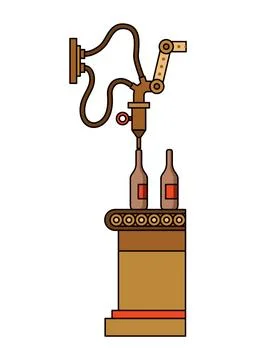 Brewery. Vintage brewing machine concept. Beer making process equipment Stock Illustration