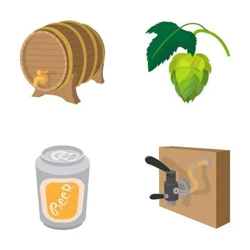 Brewing beer elements creating alcoholic beverage flat illustration Stock Illustration