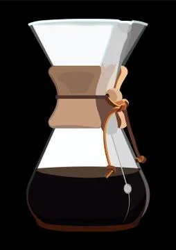 Brewing Coffee on Black Background Stock Illustration