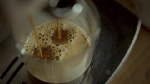 Brewing coffee with coffee machine Stock Footage 150285255