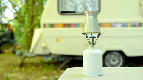 Brewing coffee in a forest. Stock Footage 77972272
