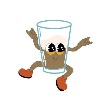 Brewing Coffee groovy character, isolated on white background. Stock Illustration