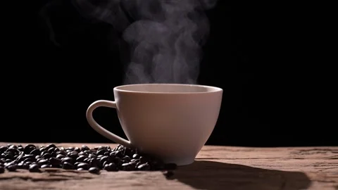 Brewing Coffee Steam Rising Kitchen Still Life Dark Close-up Stock Footage 295470101