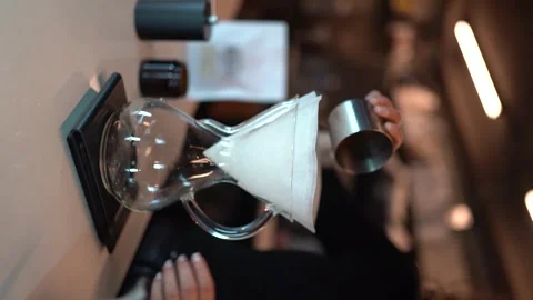 Brewing Coffee With The V60 Method Video Stock Footage 252627908