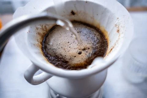Brewing coffee with the v60 Stock Photos