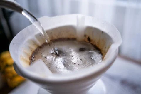 Brewing coffee with the v60 Stock Photos