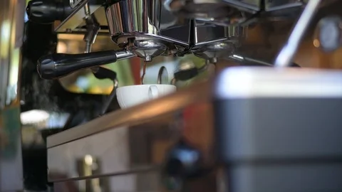 Brewing espresso by coffee machine Stock Footage 121132266