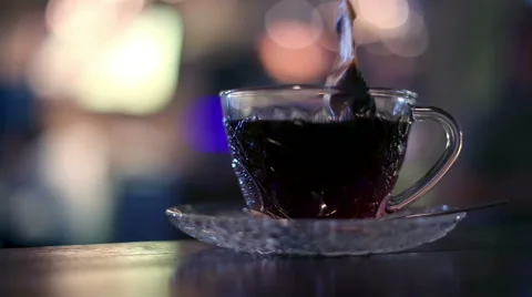 Brewing hot black tea in cafe Stock Footage 60600435