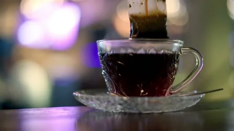 Brewing hot black tea in cafe Stock Footage 60600581