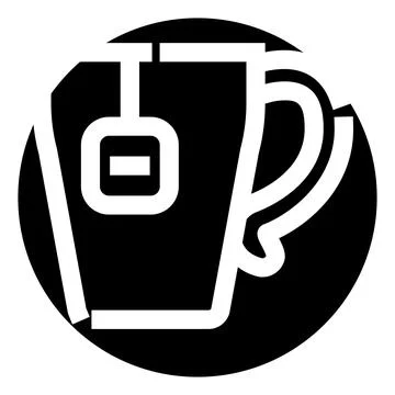 Brewing hot tea in a mug with teabag icon Stock Illustration