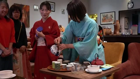 Brewing, Presentation, And Tasting Of Sencha Green Tea Video Stock Footage 336814696