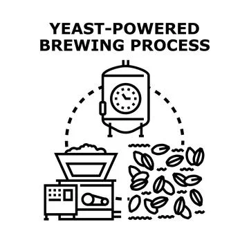 Brewing process icon set with yeast fermentation concept Stock Illustration