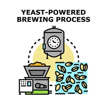 Brewing process icon set with yeast fermentation concept Stock Illustration