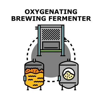 Brewing process scheme oxygenating fermenter equipment Illustrazione stock