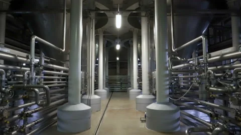Brewing production - fermentation department Stock Footage 100258426