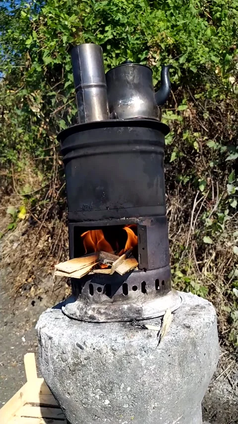 Brewing samovar tea at the beach Stock Footage 137669046