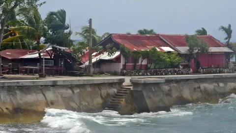 Brewing storm over a Cebu, Philippines coastal town. Stock Footage 304274813