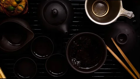 Brewing tea ceremony on tea table Stock-Footage 113113155