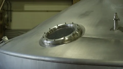 Brewing Vessel Inside Brewhouse Close Up 4 Stock Footage 116592787