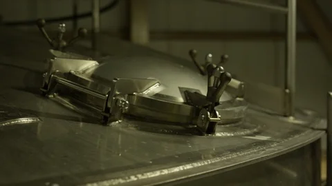 Brewing Vessel Inside Brewhouse Close Up 5 Stock Footage 116593014