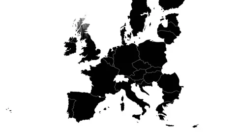 Brexit - animated map showing the EU map erasing the UK after the referendum. Stock Footage 64919843