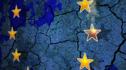 Brexit - Animation of an EU star burning out over a fractured Europe - Close Up Stock-Footage 67949375