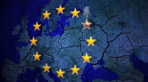 Brexit - Animation of an EU star burning out over a fractured Europe Stock-Footage 67949451
