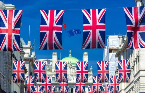 Brexit concept with flags Foto stock