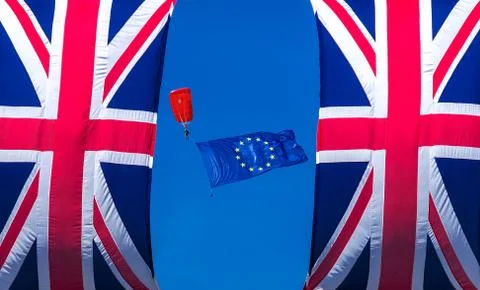 Brexit concept with flags Stock Photos