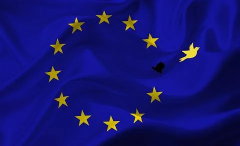 Brexit concept. star missing on wavy european flag Stock Photos