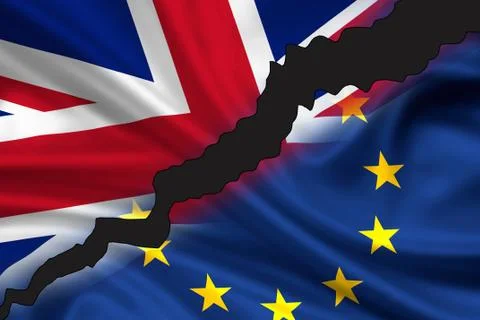 Brexit - divided flags of Great Britain and Europe Stock Illustration